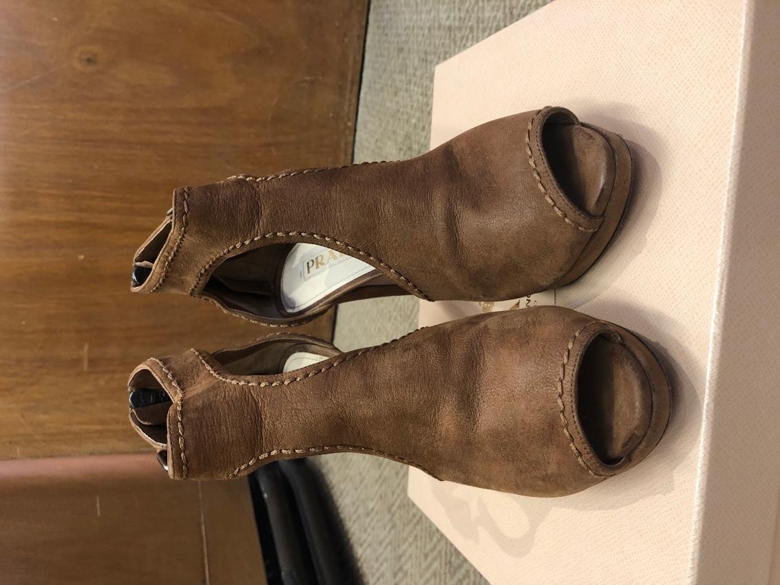 Prada Brown Cut-out Booties