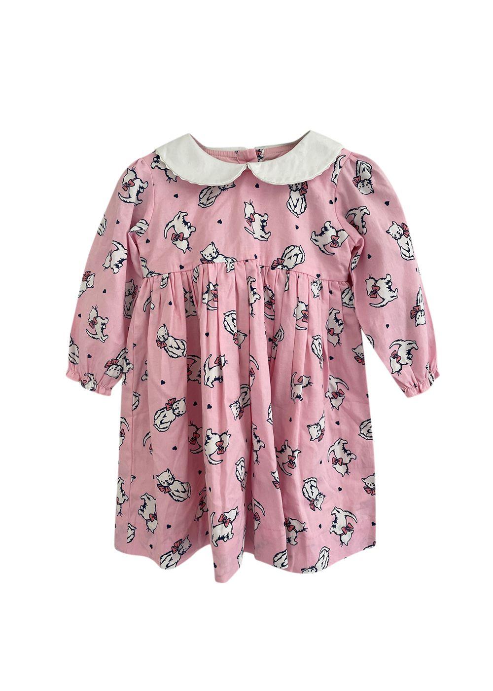 Pink Kitten Printed Cotton Dress