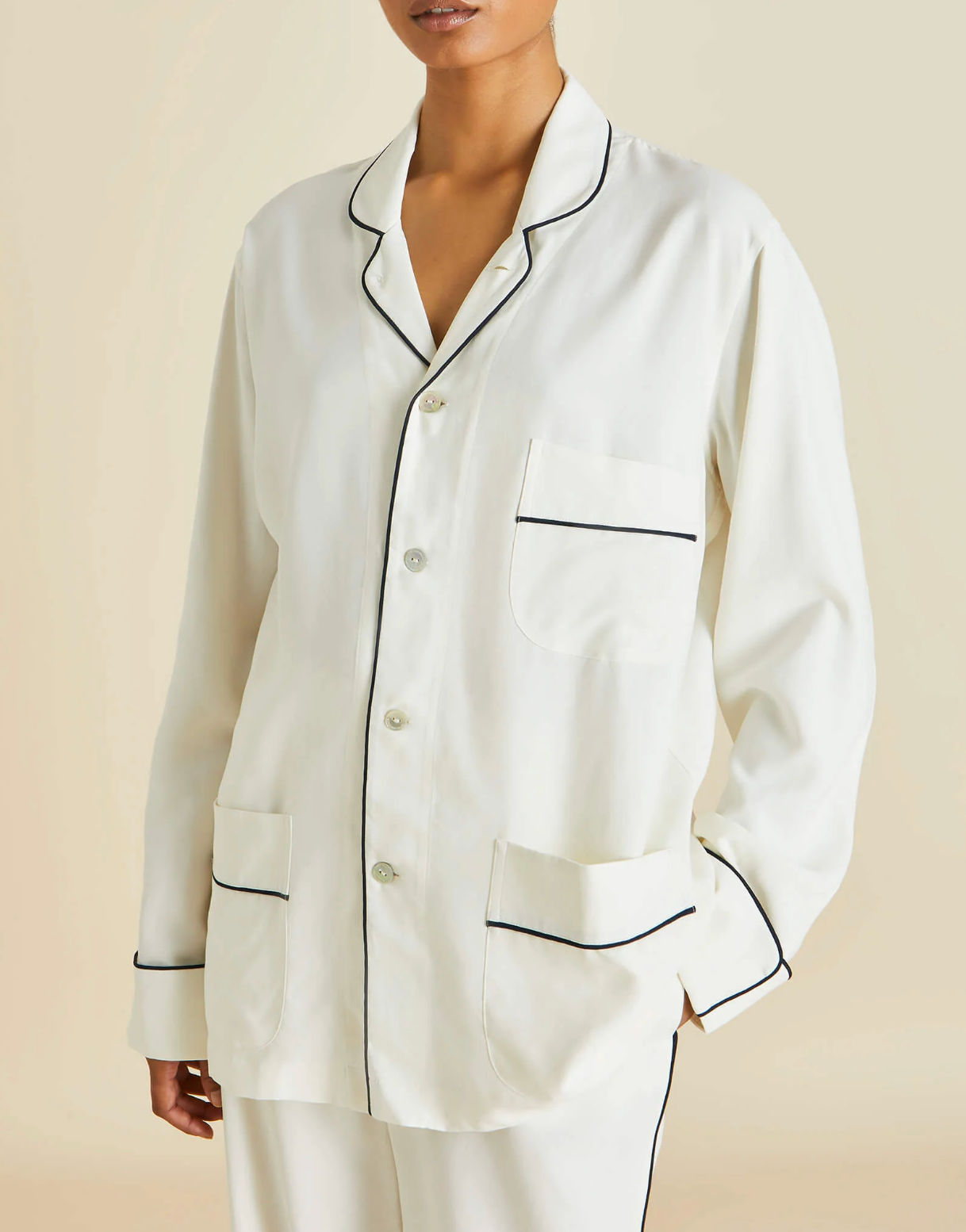 Olivia von Halle Ivory Silk Laurent Pyjama Set