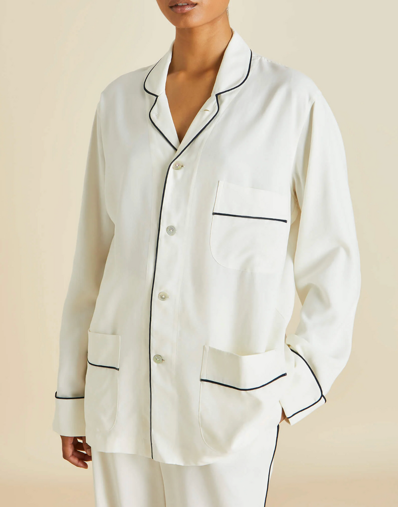 Olivia von Halle Ivory Silk Laurent Pyjama Set
