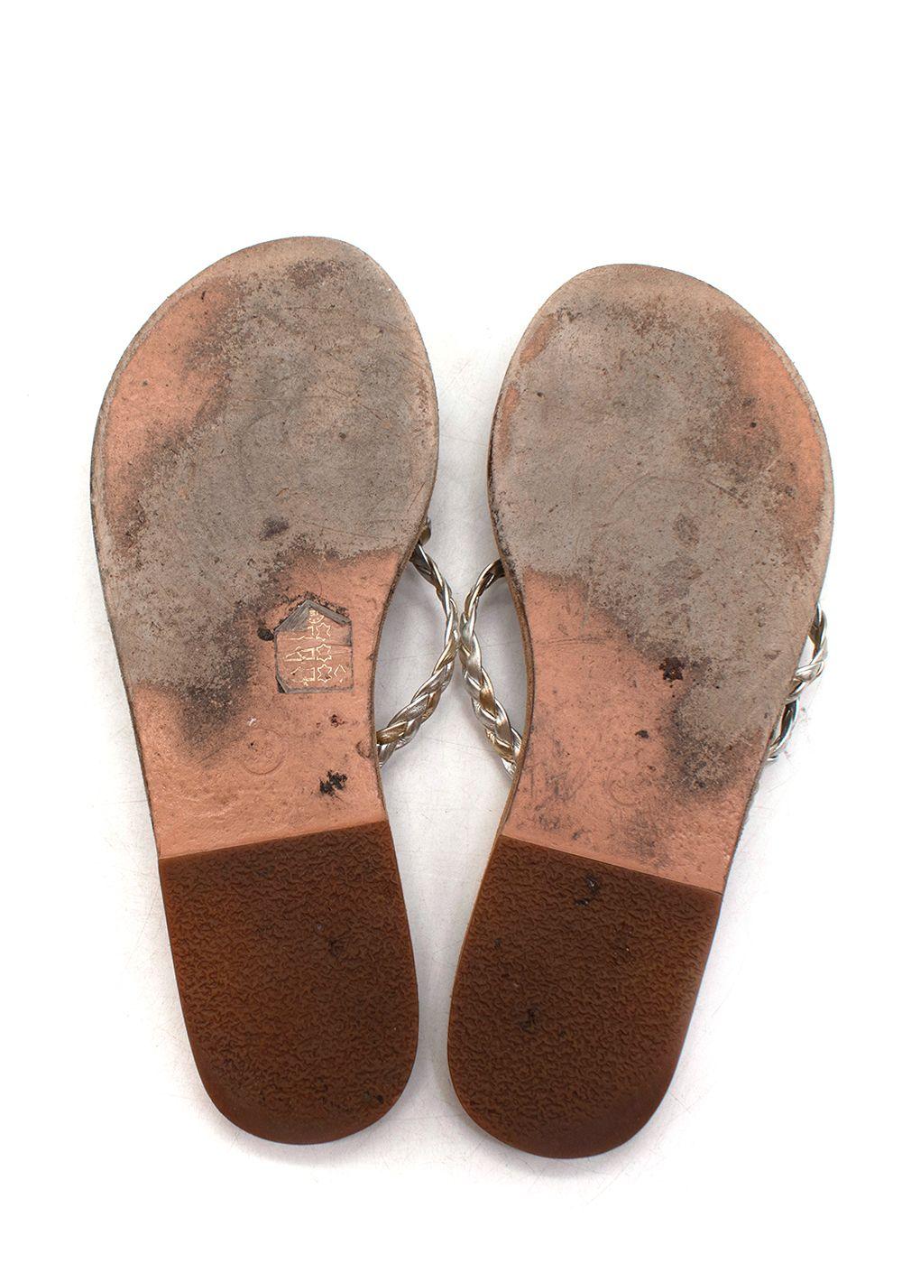 Ancient Greek Amalia Gold Leather Slide Sandals
