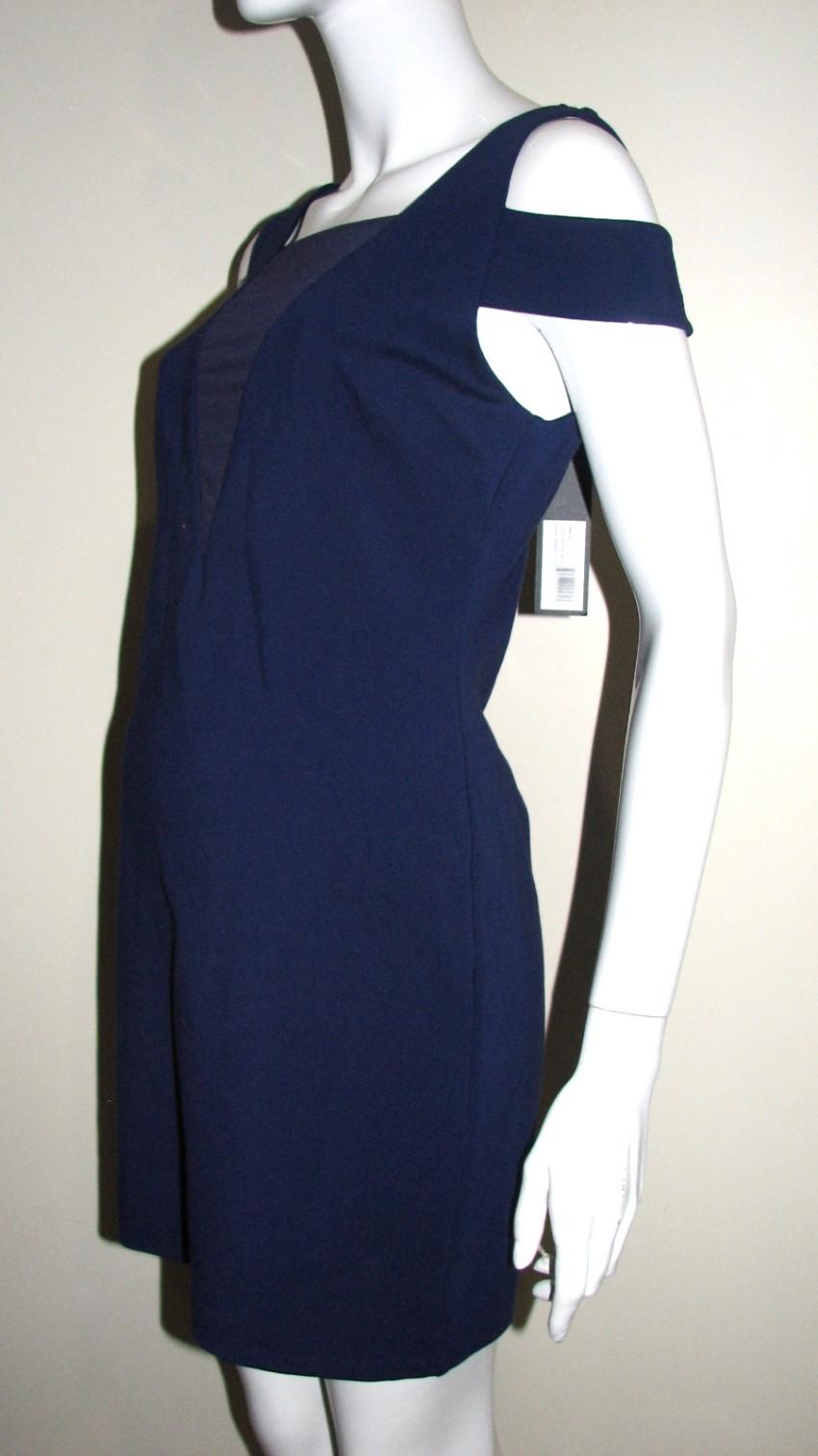 Halston Heritage cold shoulder mesh insert dress
