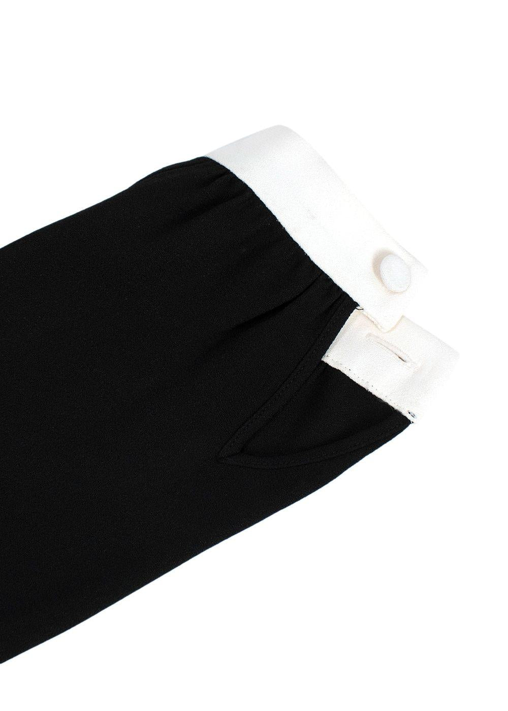 Saint Laurent Black Peter Pan Collar Mini Dress with Neck Tie Detail
