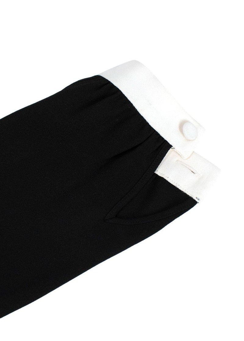 Saint Laurent Black Peter Pan Collar Mini Dress with Neck Tie Detail