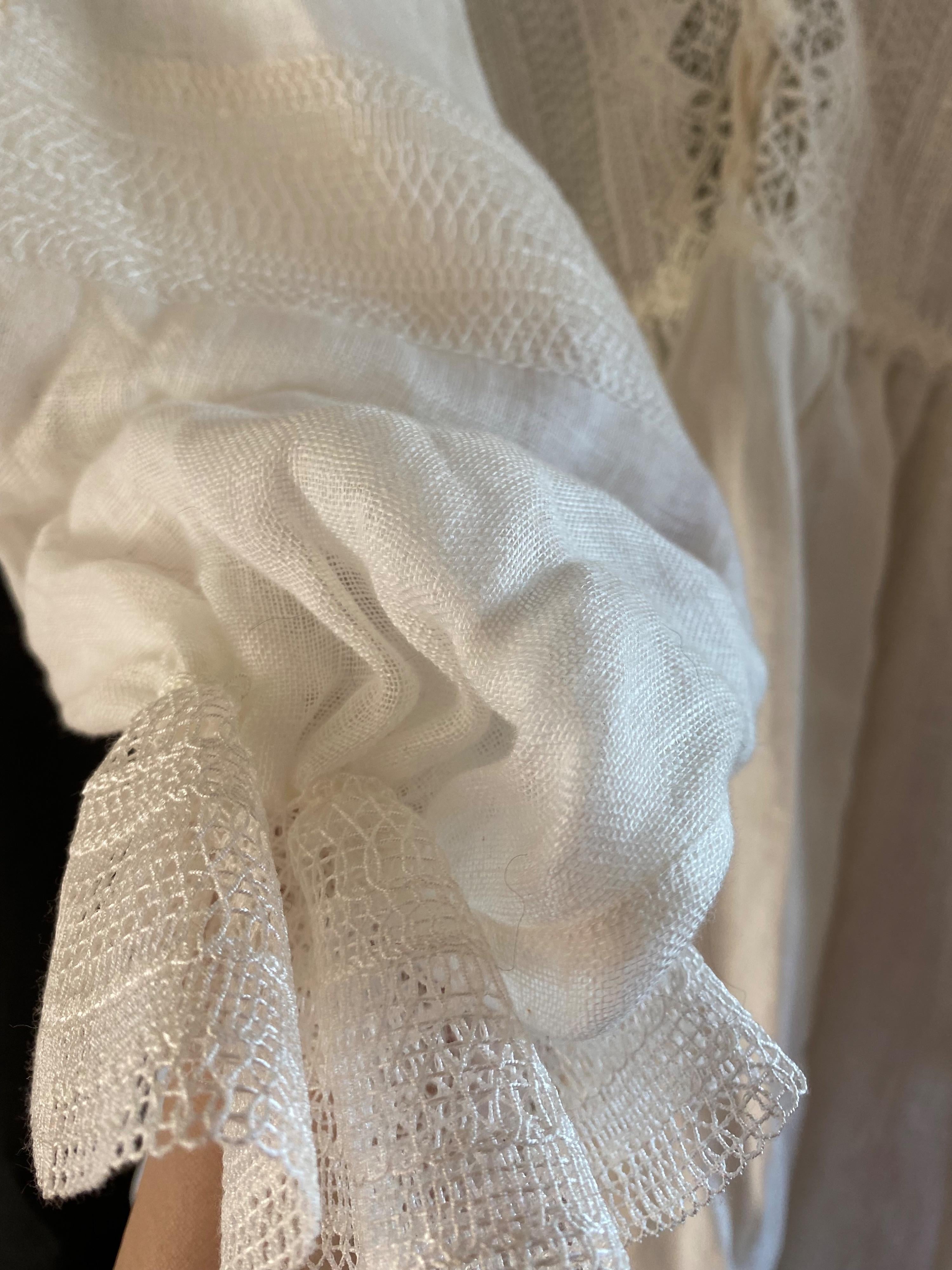 Lace Insert Lightweight White  Cotton Tunic Dress
