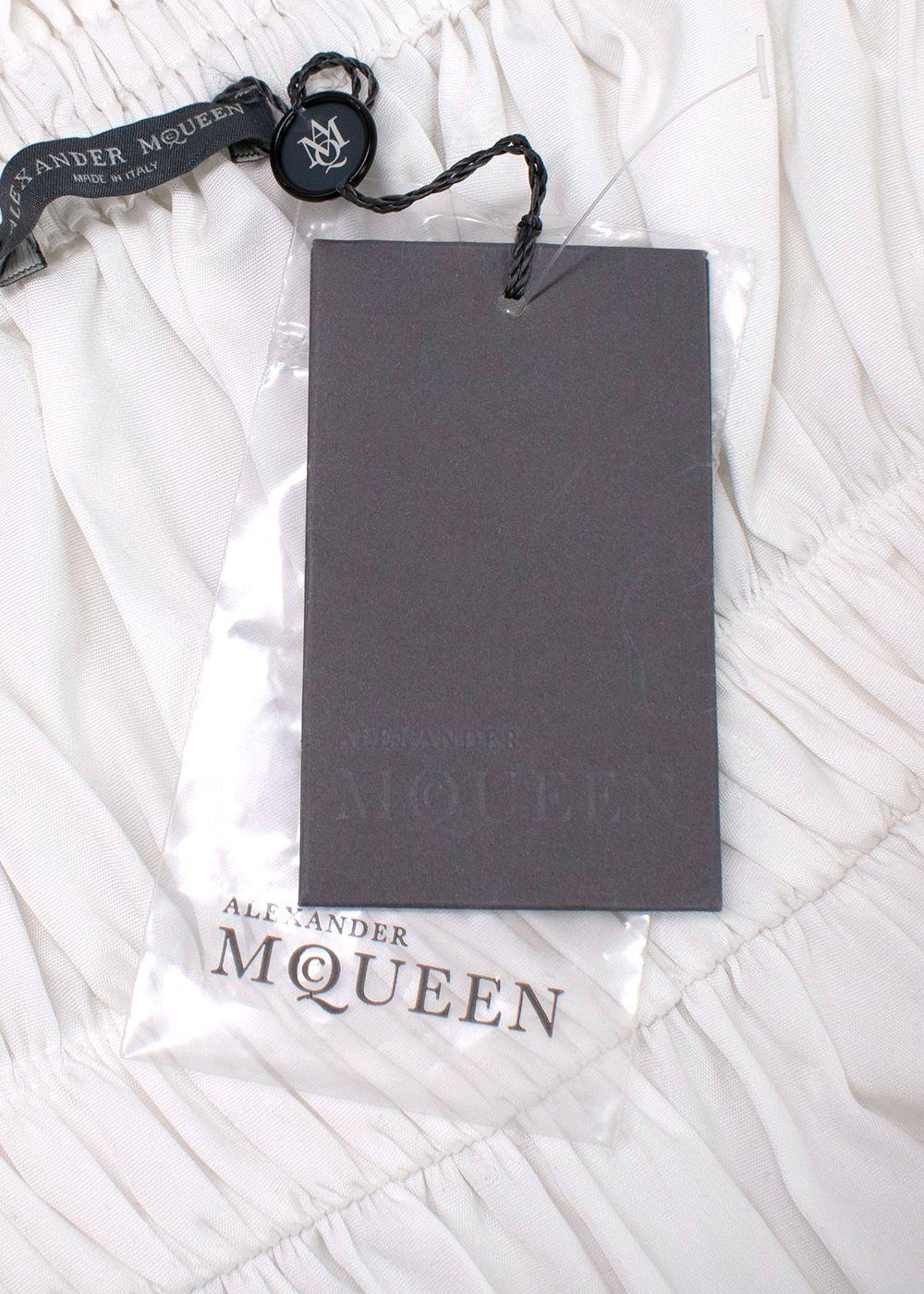 Alexander McQueen White Strapless Peplum Top
