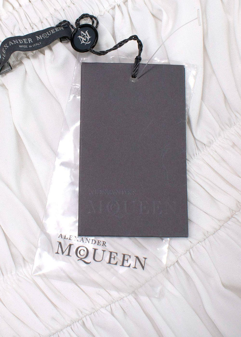 Alexander McQueen White Strapless Peplum Top