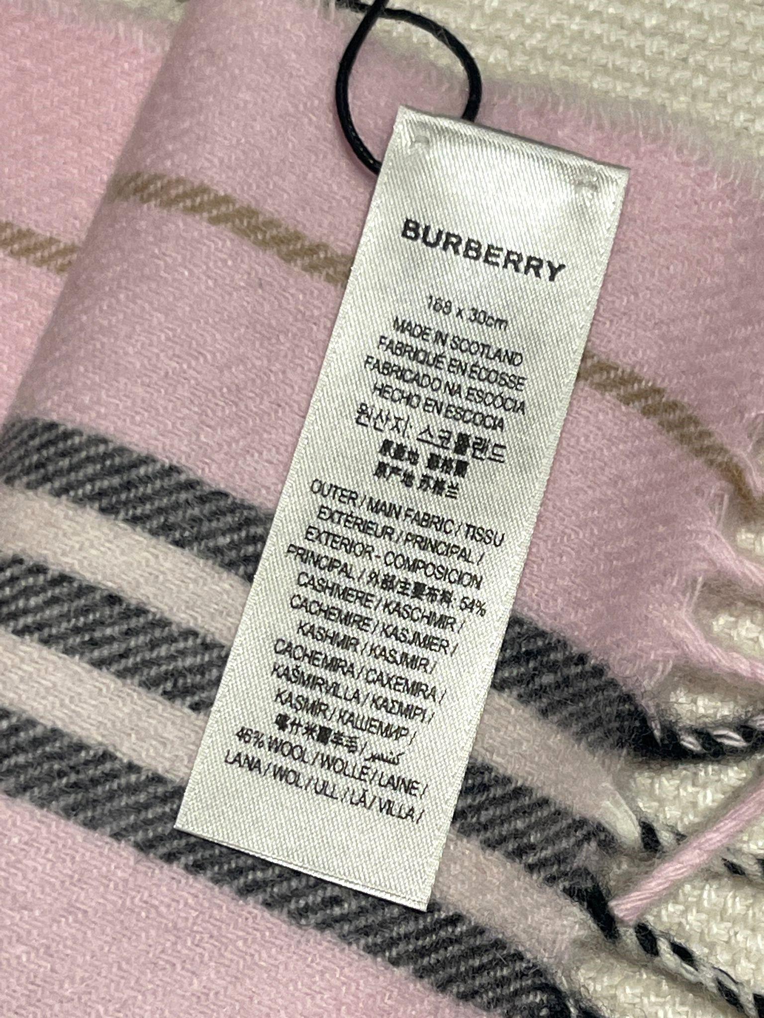 Burberry Cashmere Blend Pink Striped Scarf