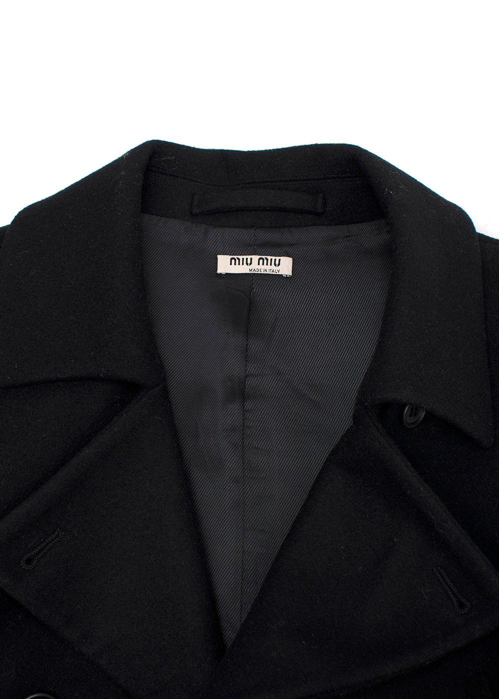 Miu Miu Black Wool Blend Double Breasted Jacket & A-line Mini Skirt