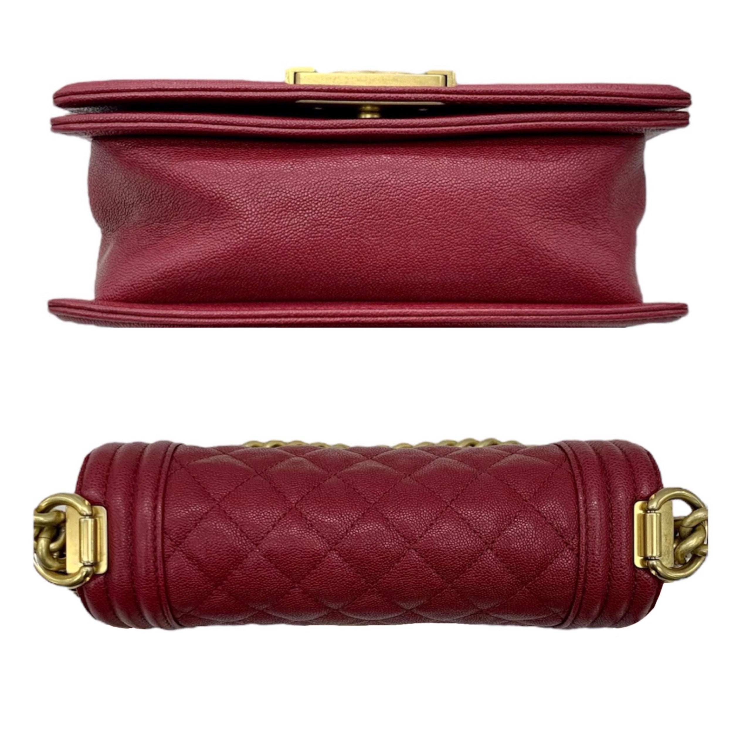 Chanel Red Caviar Leather Small Boy Bag