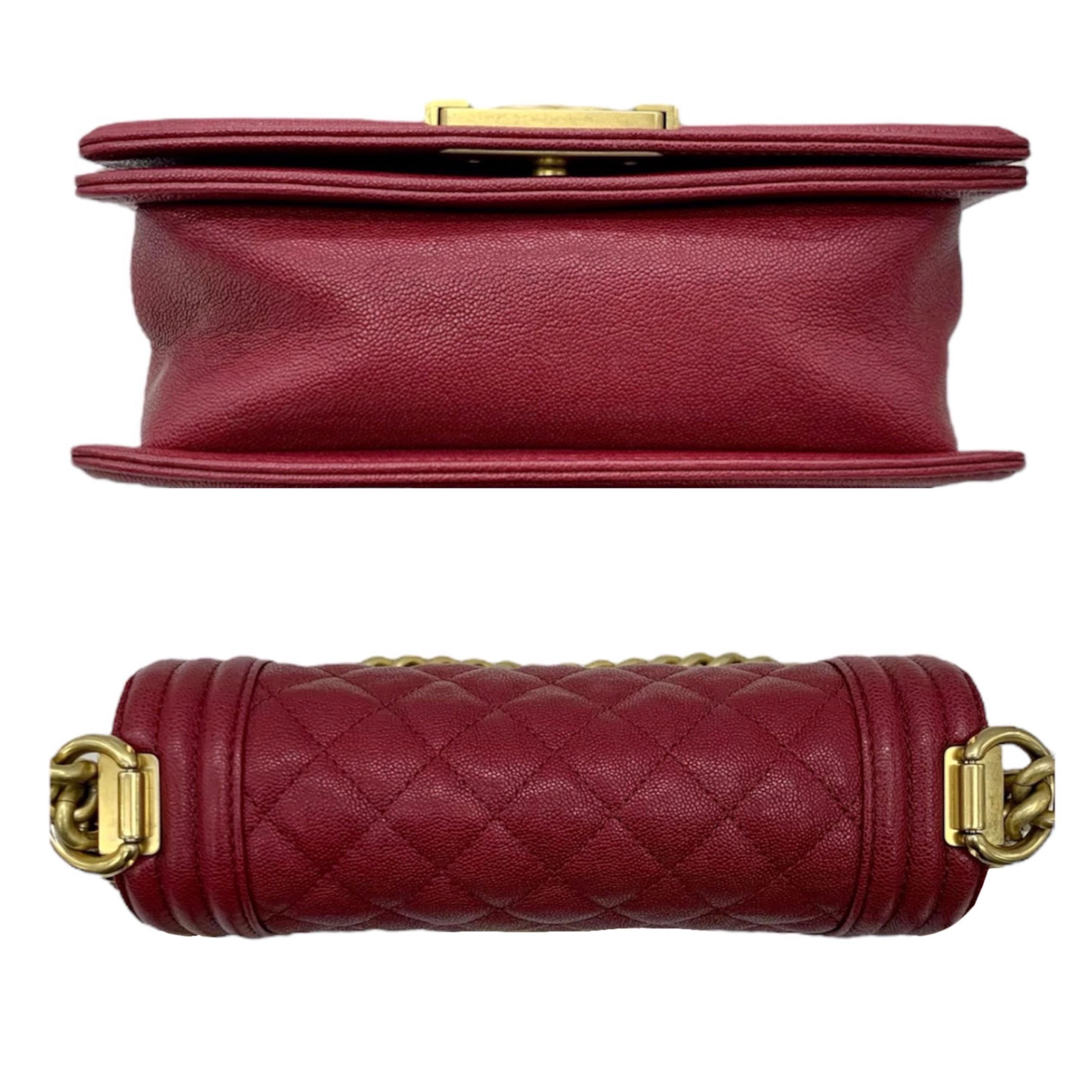 Chanel Red Caviar Leather Small Boy Bag