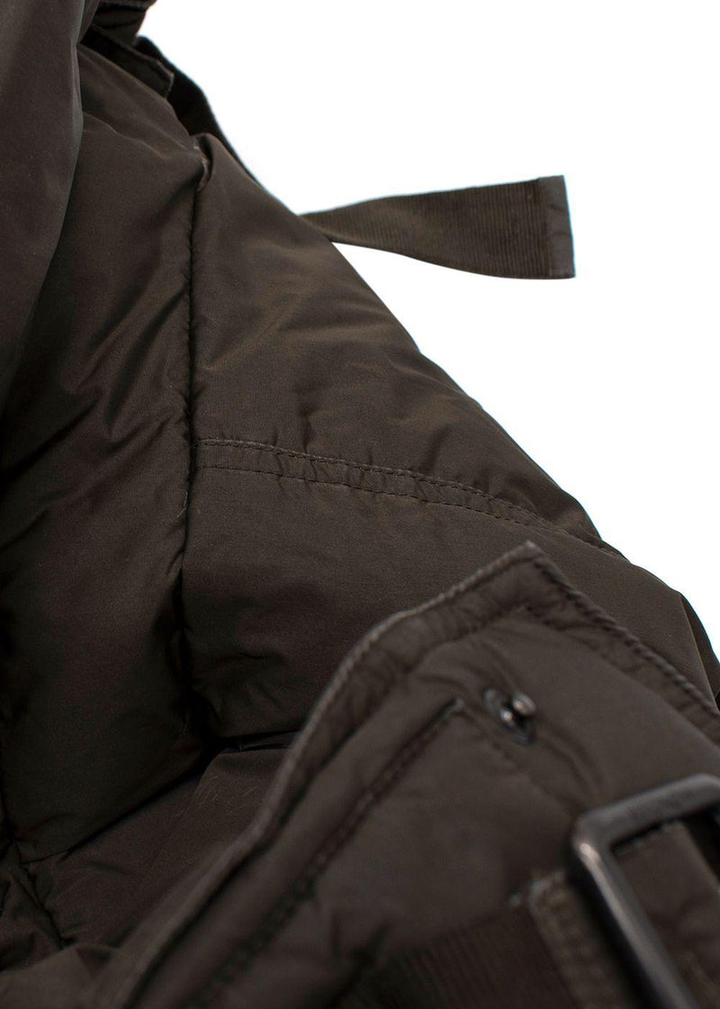 Moncler  Khaki Phalangere Coat with Racoon Fur Hood