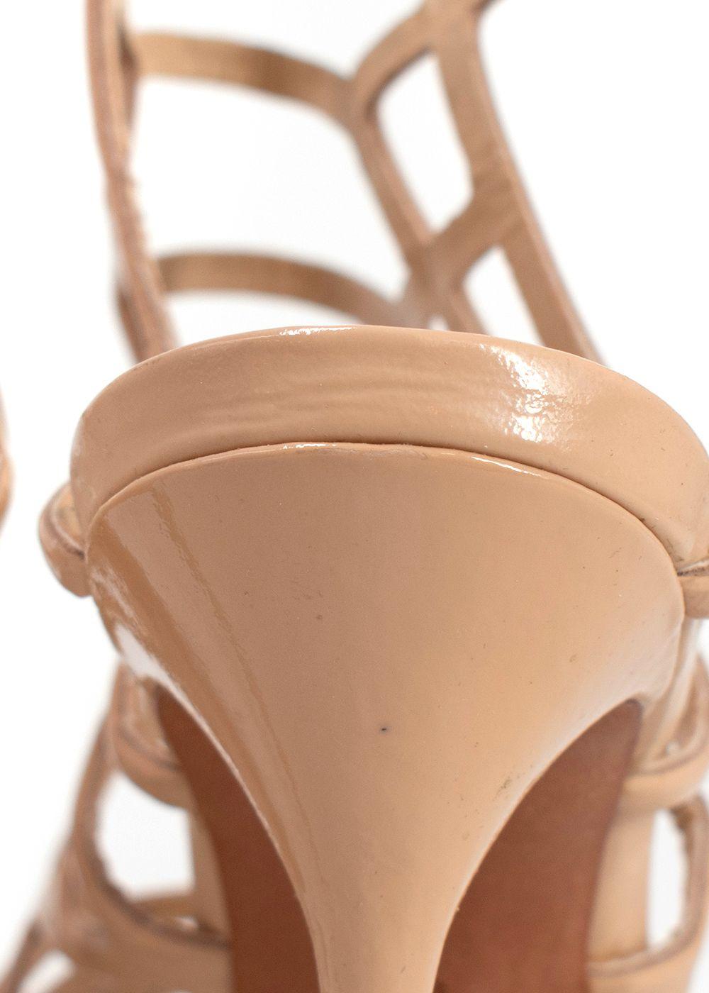 Schutz Beige Caged Cut Out Stiletto Heels