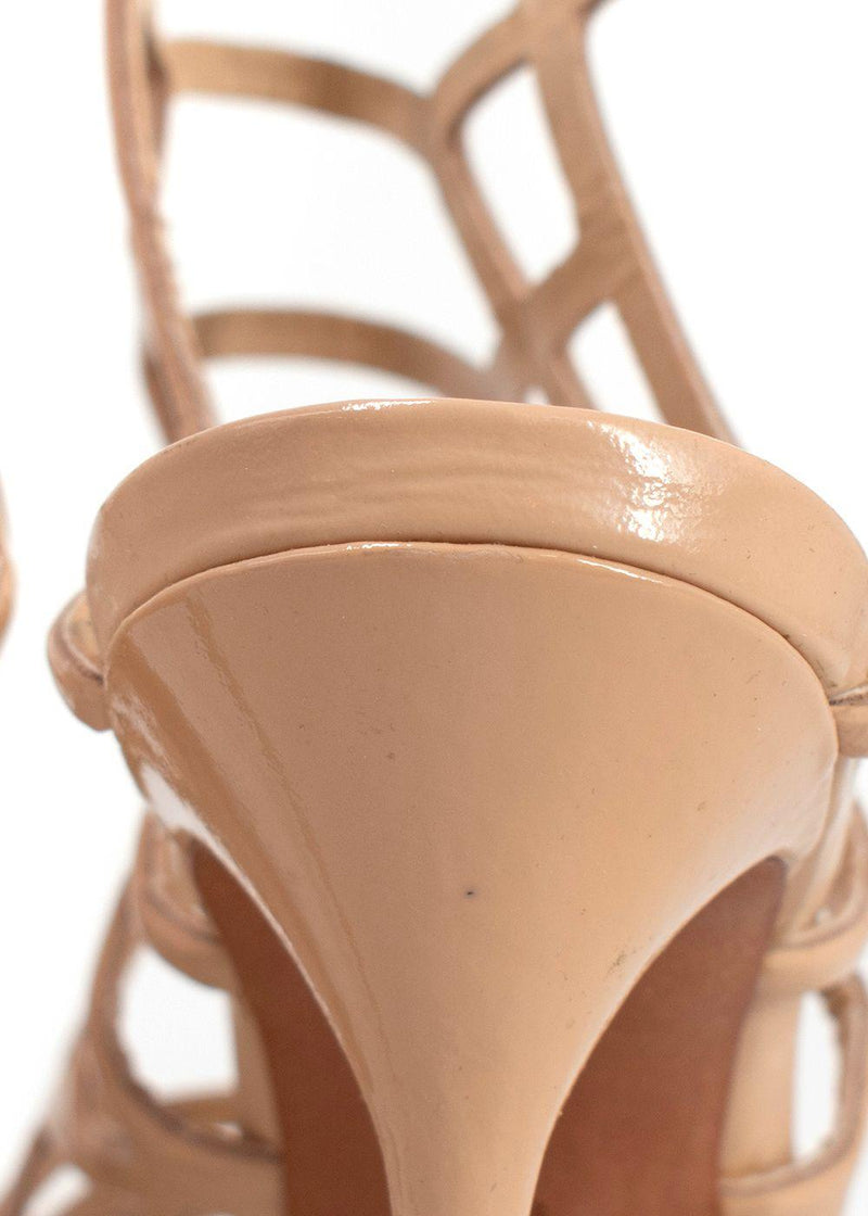 Schutz Beige Caged Cut Out Stiletto Heels