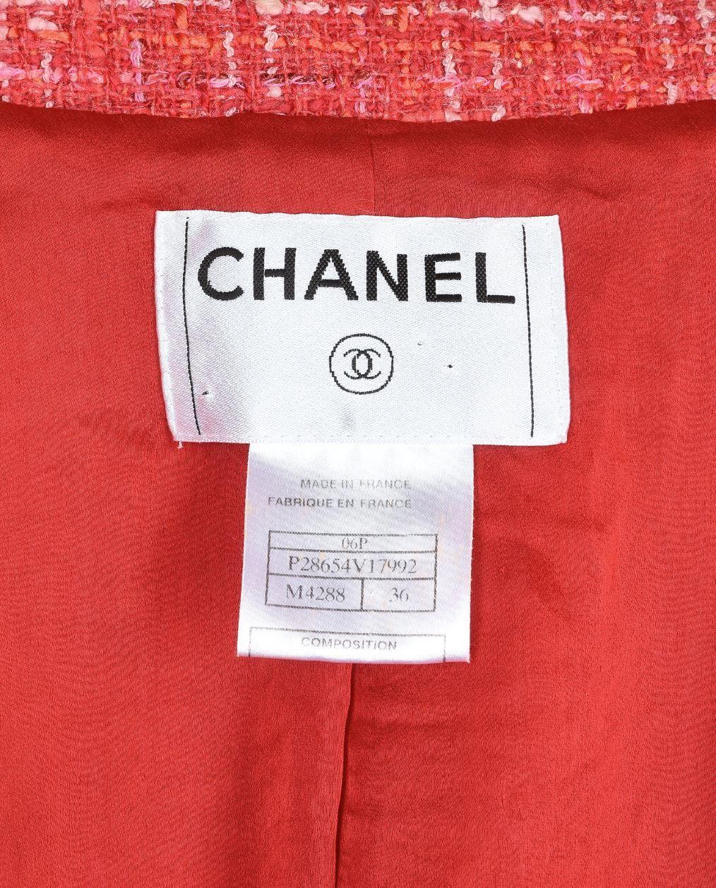 Chanel Red Tweed Biker Jacket with Chain Detail