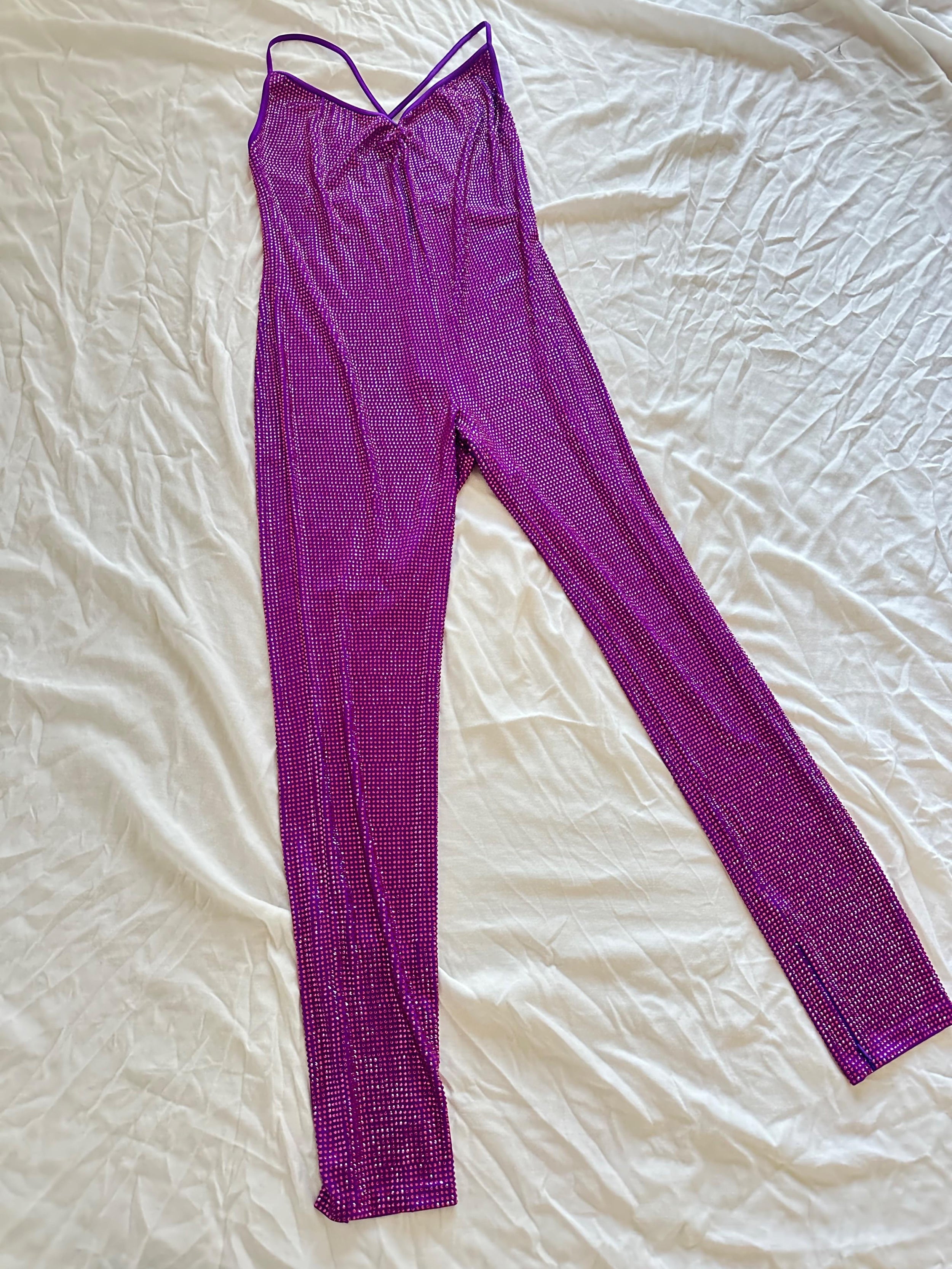 Gucci Pre Fall '19 Runway Purple Crystal Catsuit