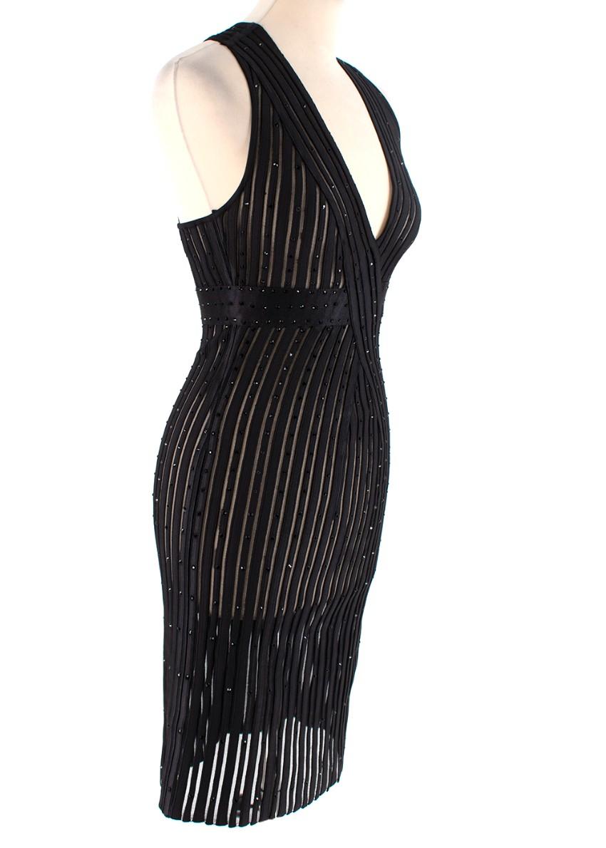 Zuhair Murad Black Embellished Stretch Silk Sheer Panelled Mini Dress