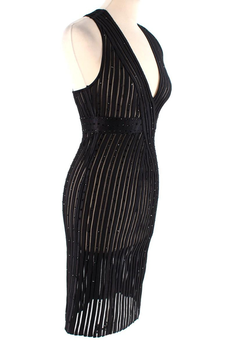 Zuhair Murad Black Embellished Stretch Silk Sheer Panelled Mini Dress