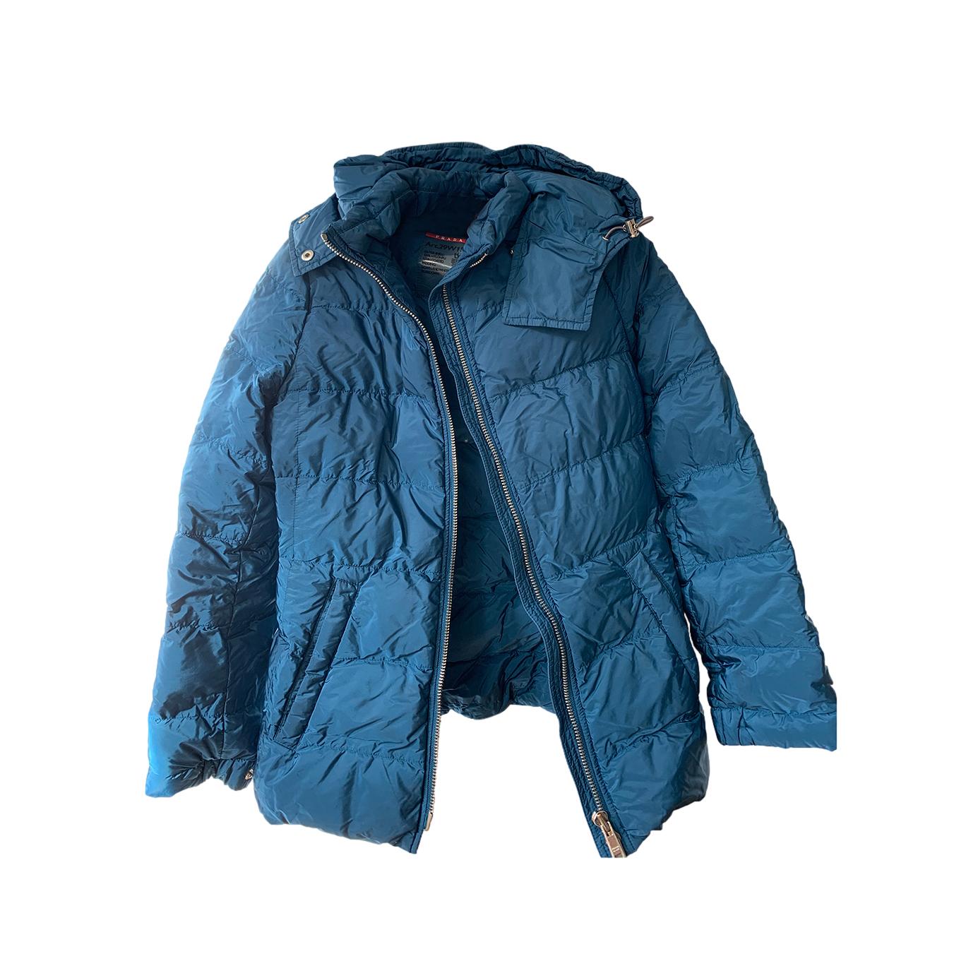 Prada Teal Goose Down Hooded Puffer