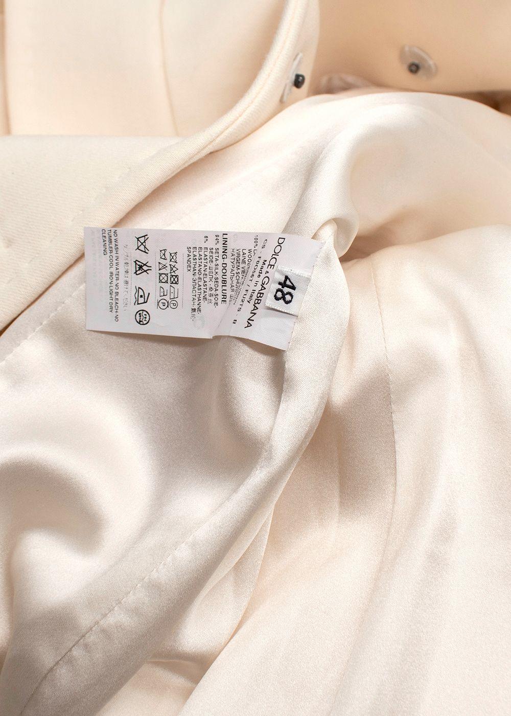 Dolce & Gabbana Cream Double Breasted Longline  Wool Coat
