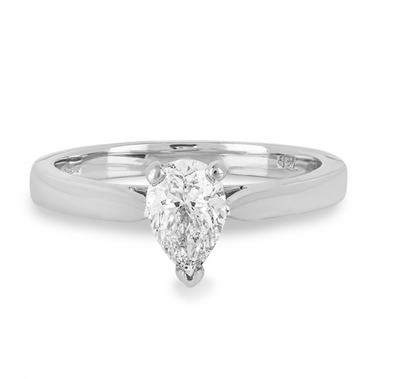 18ct White Gold Pear Cut Diamond Engagement Ring