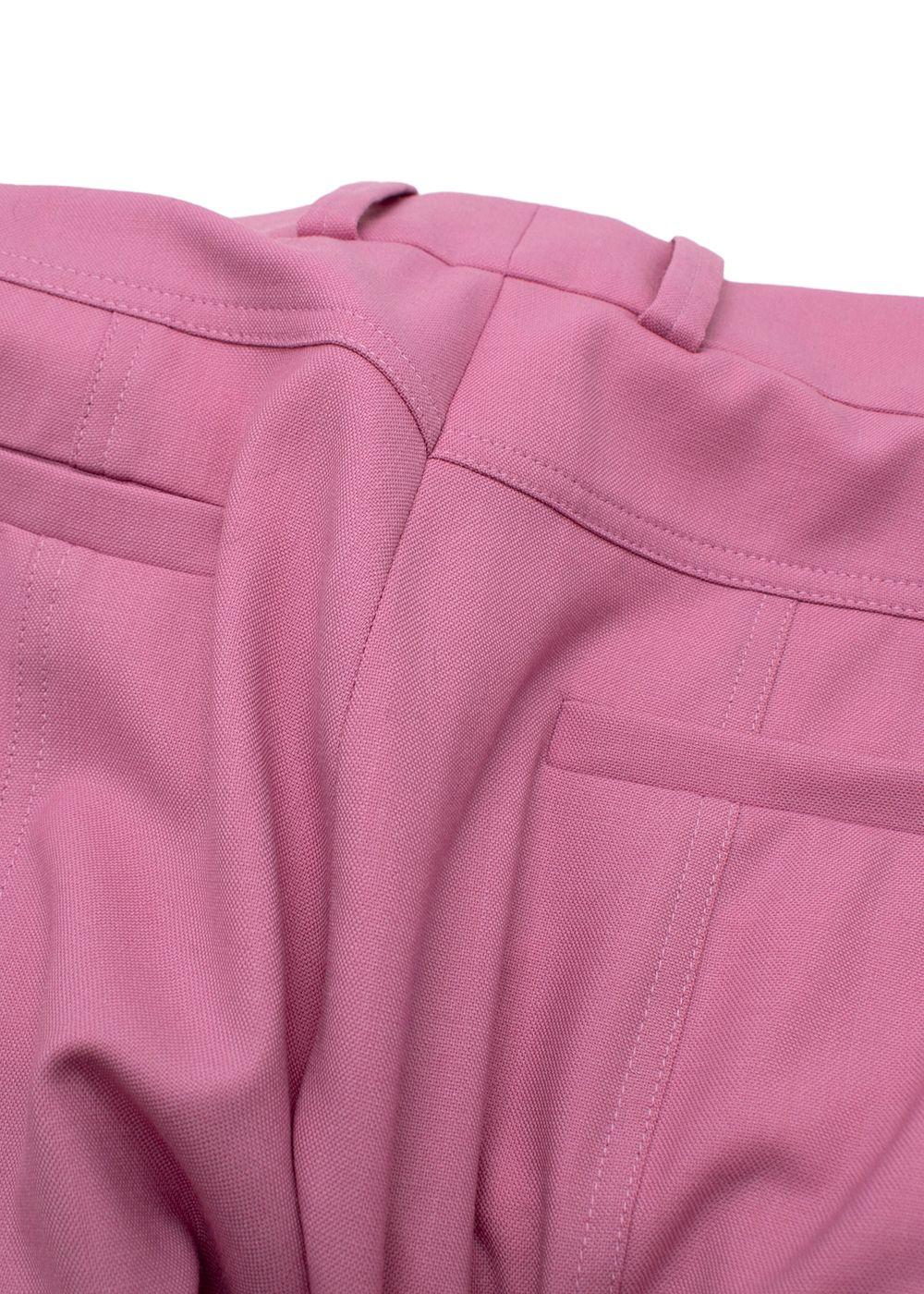 Chloe Pink Wide Leg Wool Blend Tailored Trousers