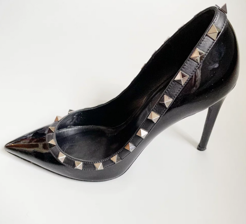 Valentino Rockstud Noir Patent Pumps