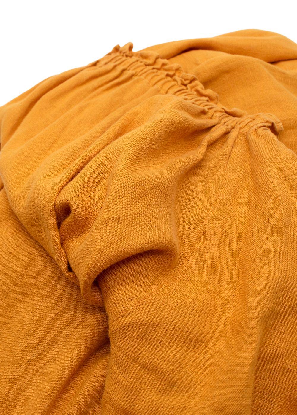 Sleeper Orange Romantica Bardot Linen Midi Dress