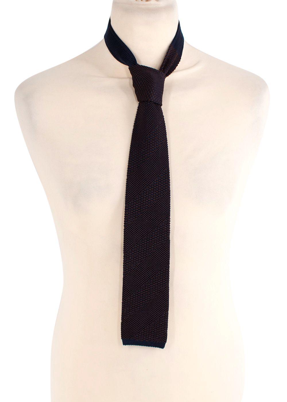 Fiorio Milano Brown Knitted Stripe Square End Tie