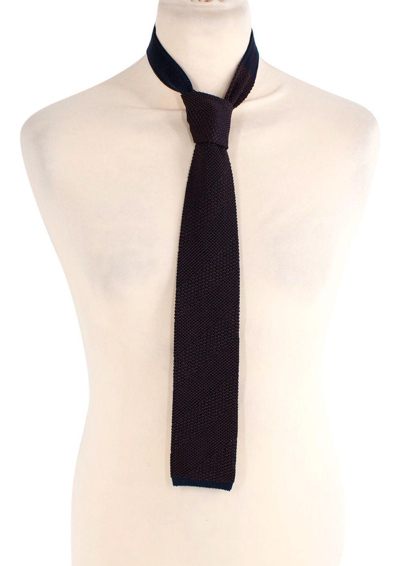 Fiorio Milano Brown Knitted Stripe Square End Tie