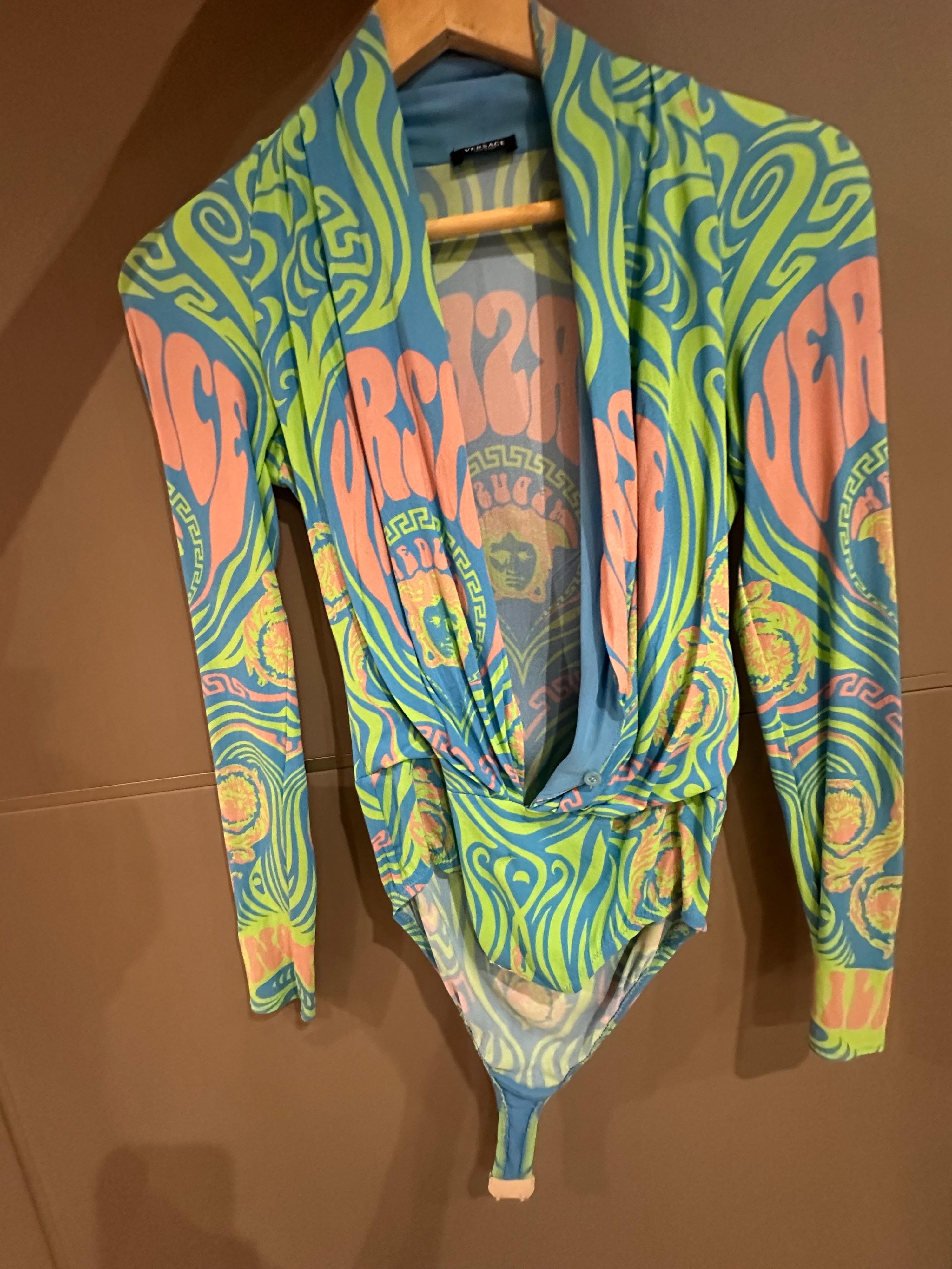 Versace Multicoloured Draped Bodysuit