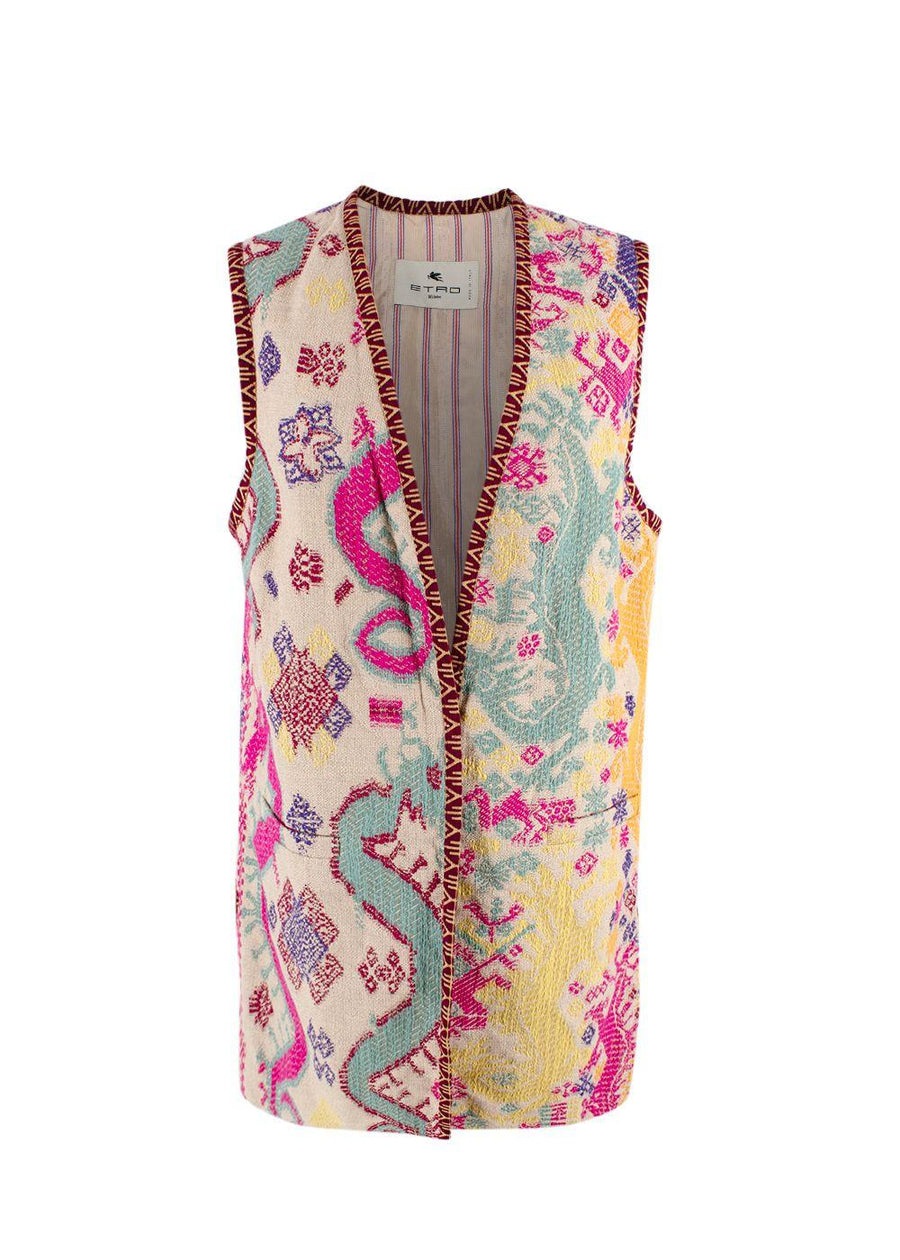 Etro Multicolour Pattern Embroidered Longline Vest