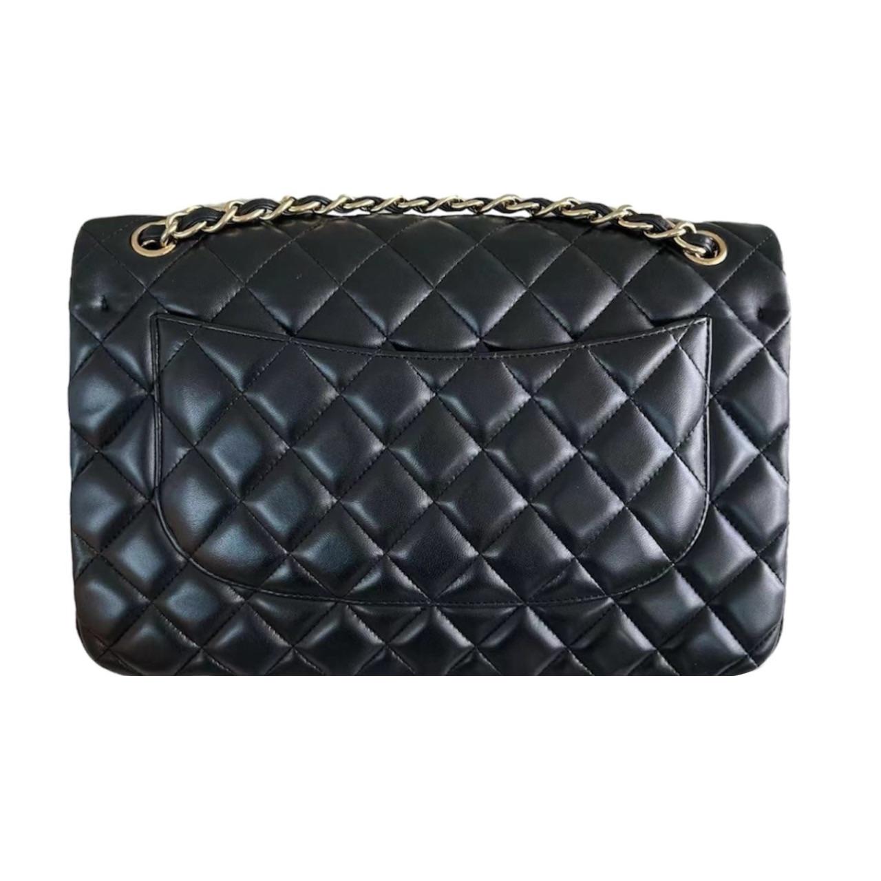 Quilted Black Lambskin Douple Flap Bag