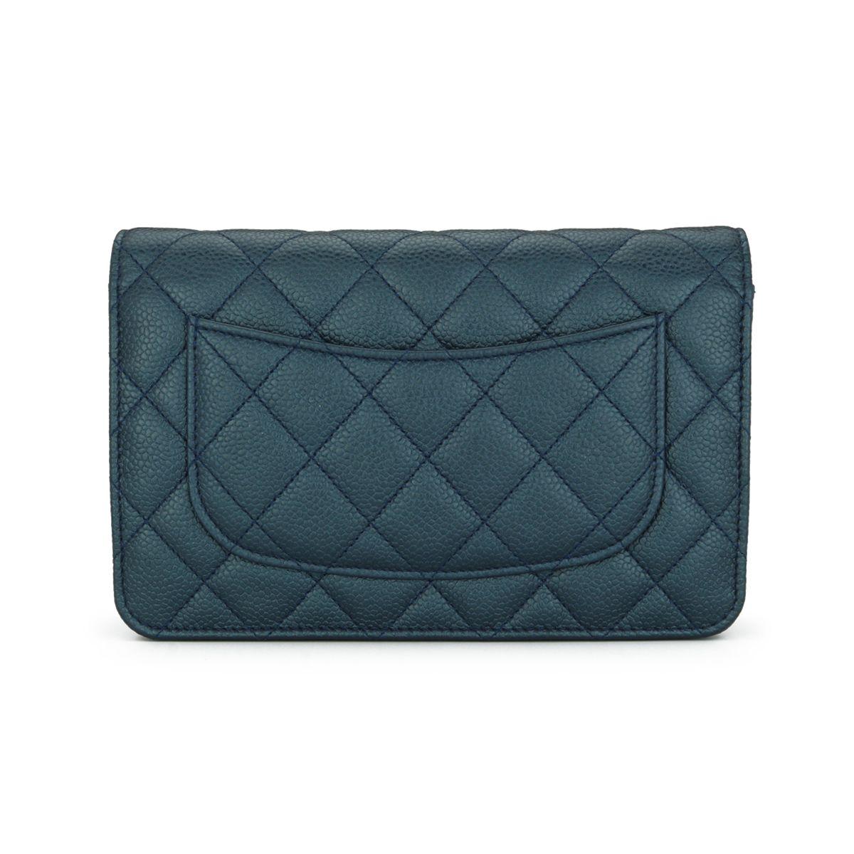 Chanel Teal Caviar Leather Wallet on Chain