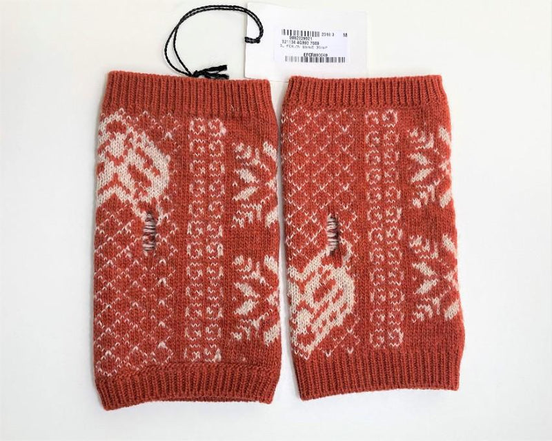 Gucci Orange Fair Isle Fingerless Foxlov Gloves - Size M