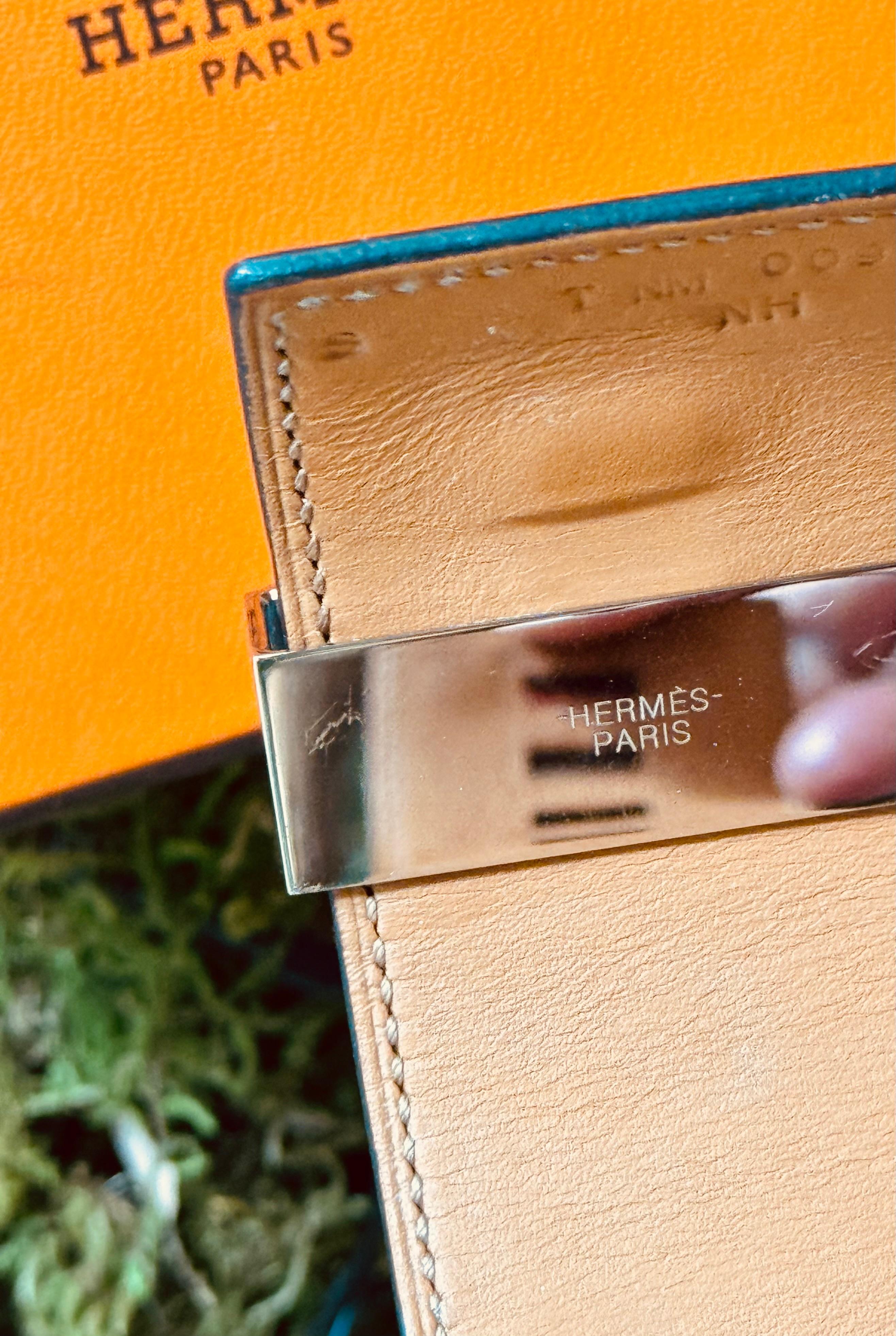 Hermès Matte Alligator collier de Chien bracelet Bleu Izmir with Palladium Hardware
