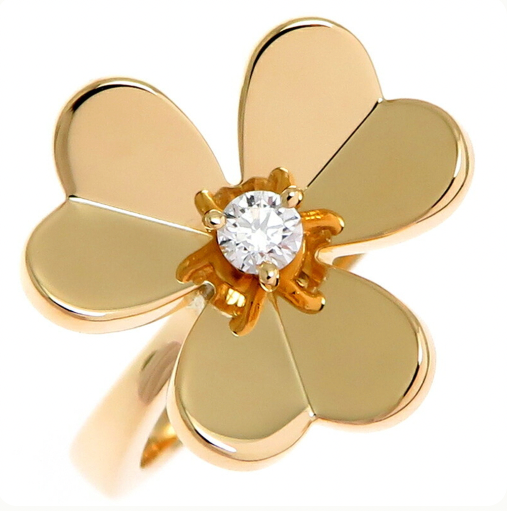 Van Cleef Yellow Gold Frivole Ring Size 5