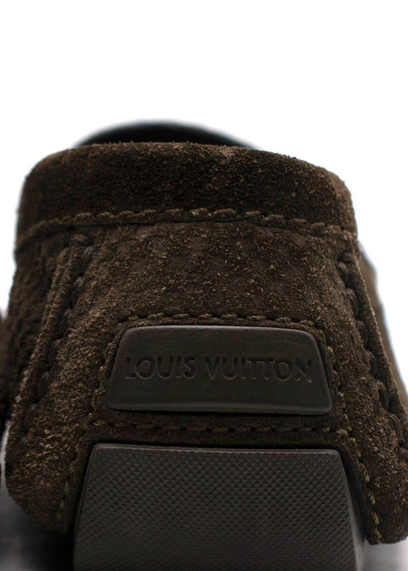 Louis Vuitton Khaki Suede Monte Carlo Slip On Loafers