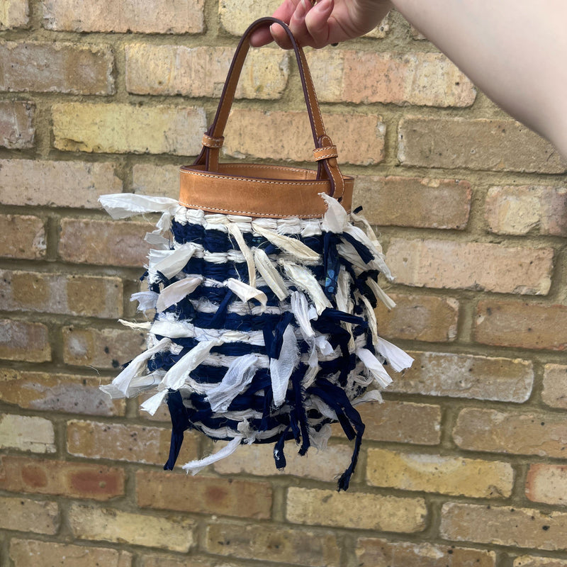 The Backward Vendor Porcelain Pot Leather Silk Bucket Bag