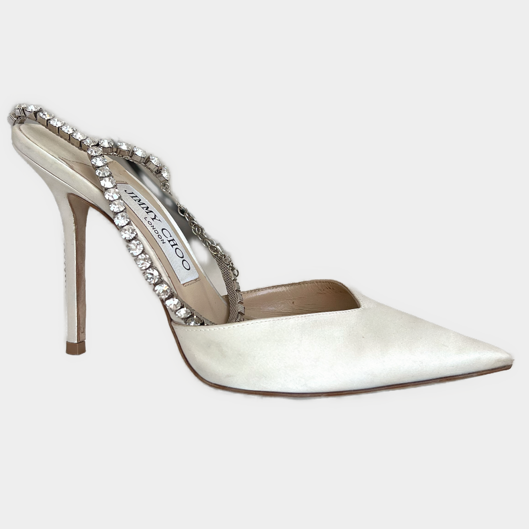 Saeda 100mm Crystal Anklet Pumps