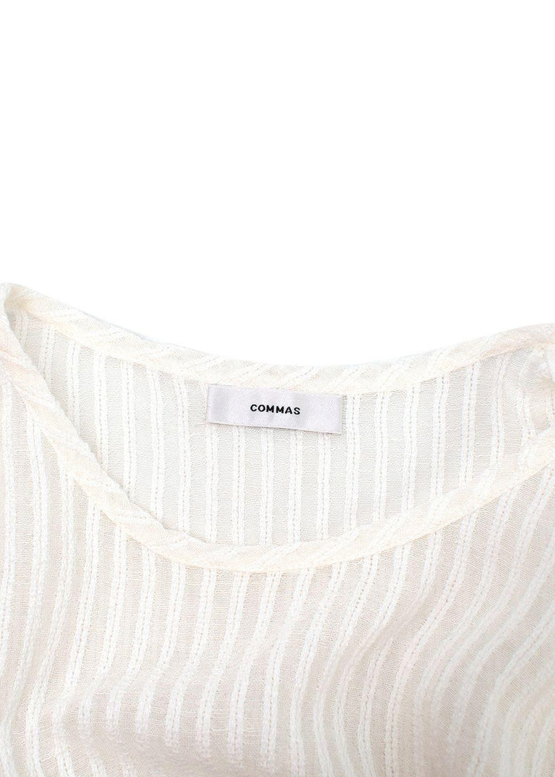 Commas White Linen Blend T-Shirt
