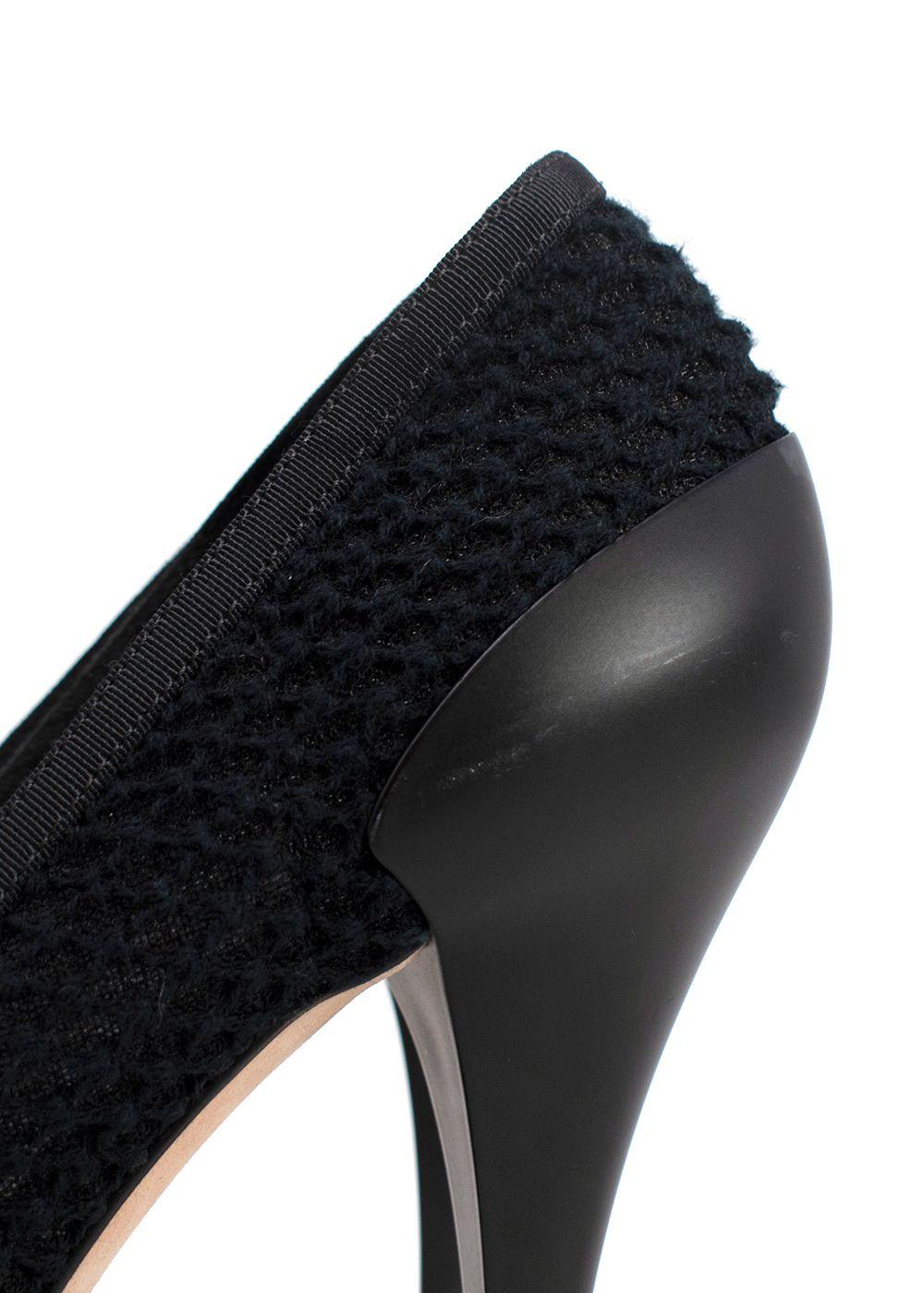 Chanel Black Crochet Floral Applique Heels
