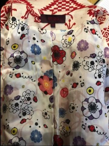 Kenzo Cream & Red Embroidered Coat