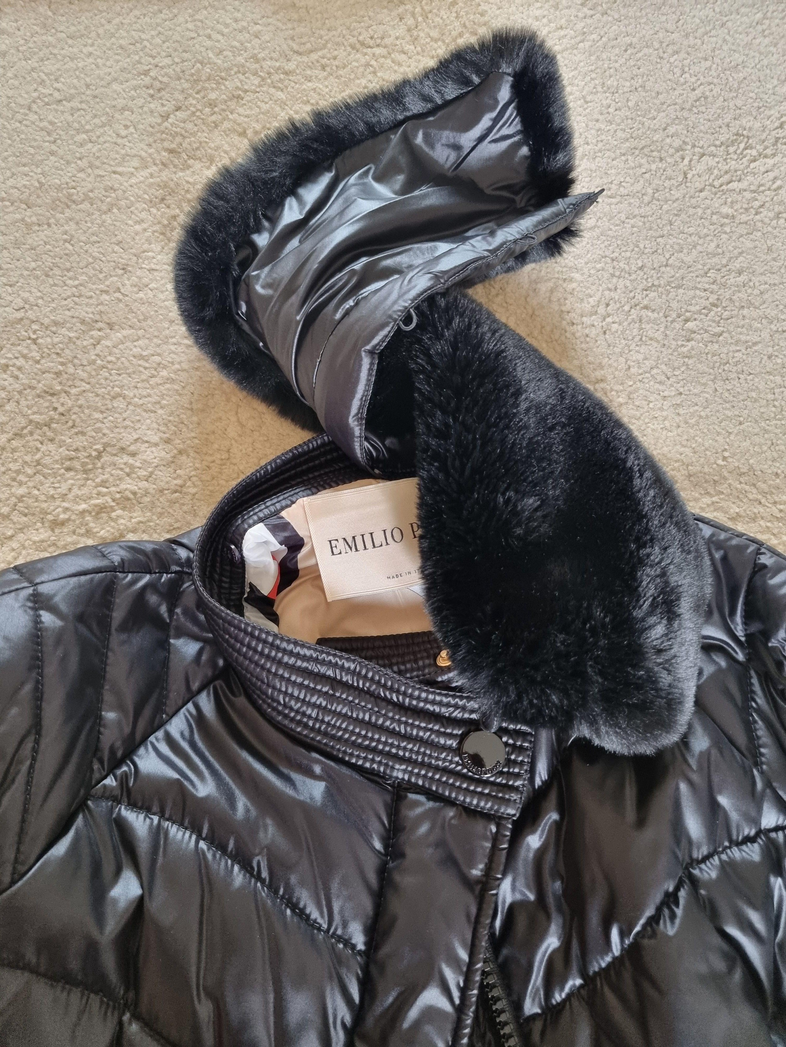 black nylon & faux-fur padded jacket