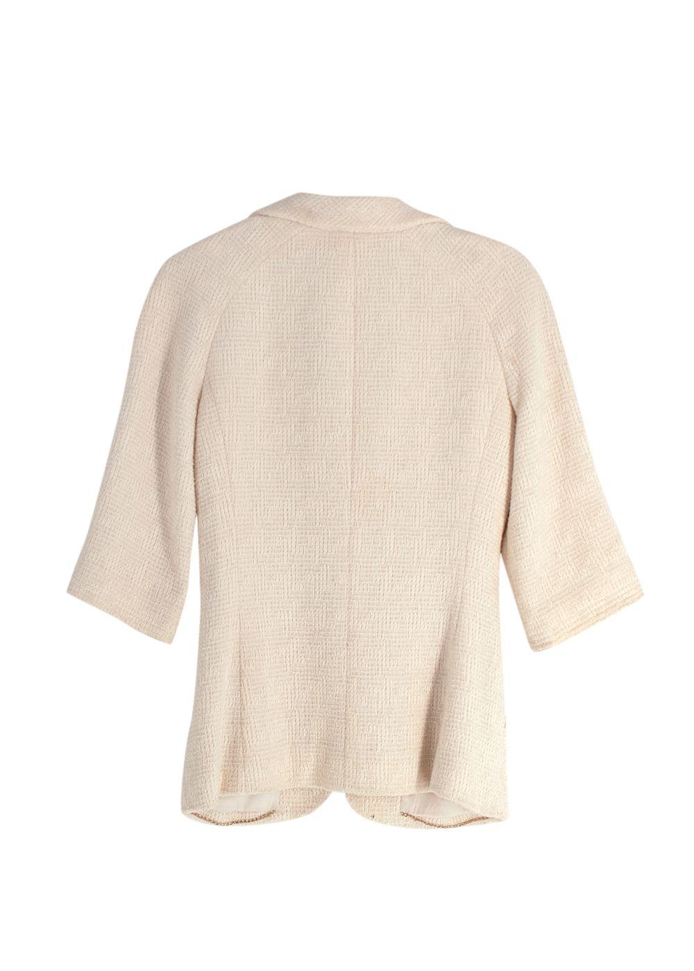 Chanel Cream 3/4 Length Sleeves Button Up Tweed Jacket