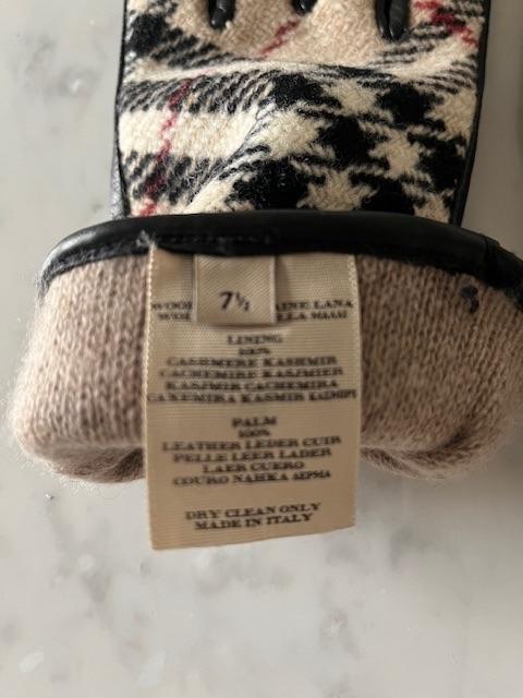 Burberry Check Wool and Leather Gloves