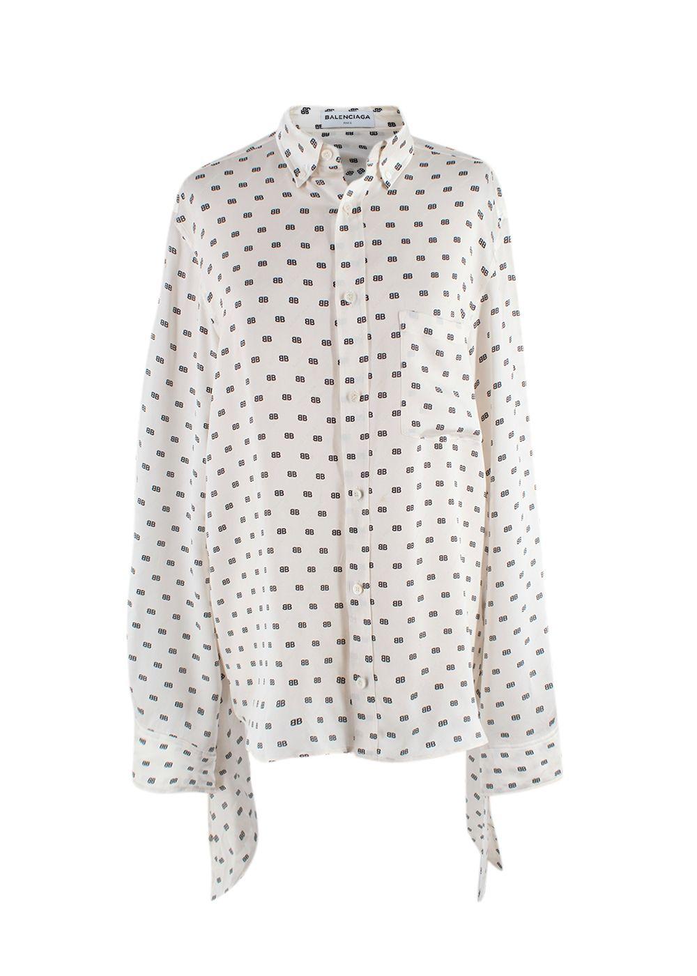 Balenciaga Ivory Monogram Silk Oversized Shirt