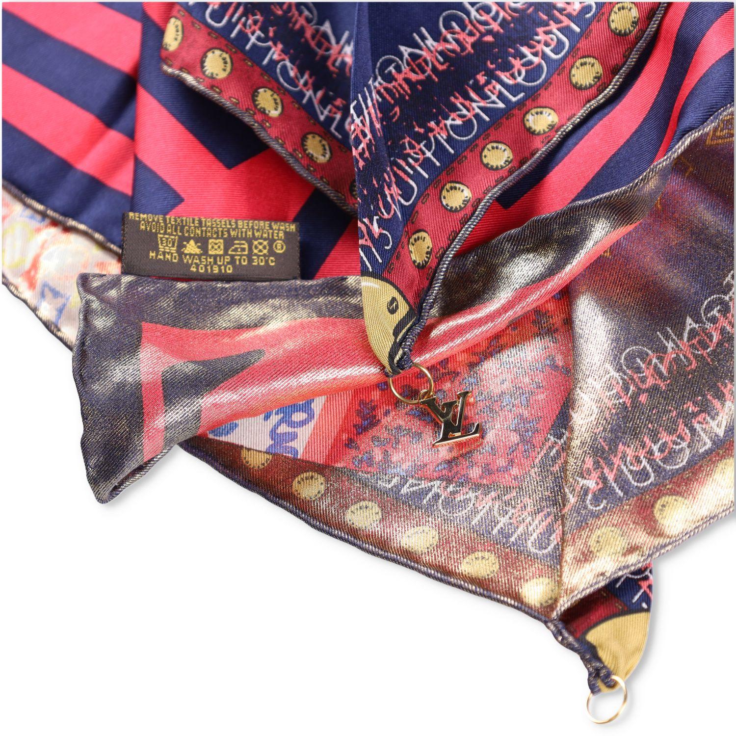 Louis Vuitton Red Printed Tresor Silk Square Scarf