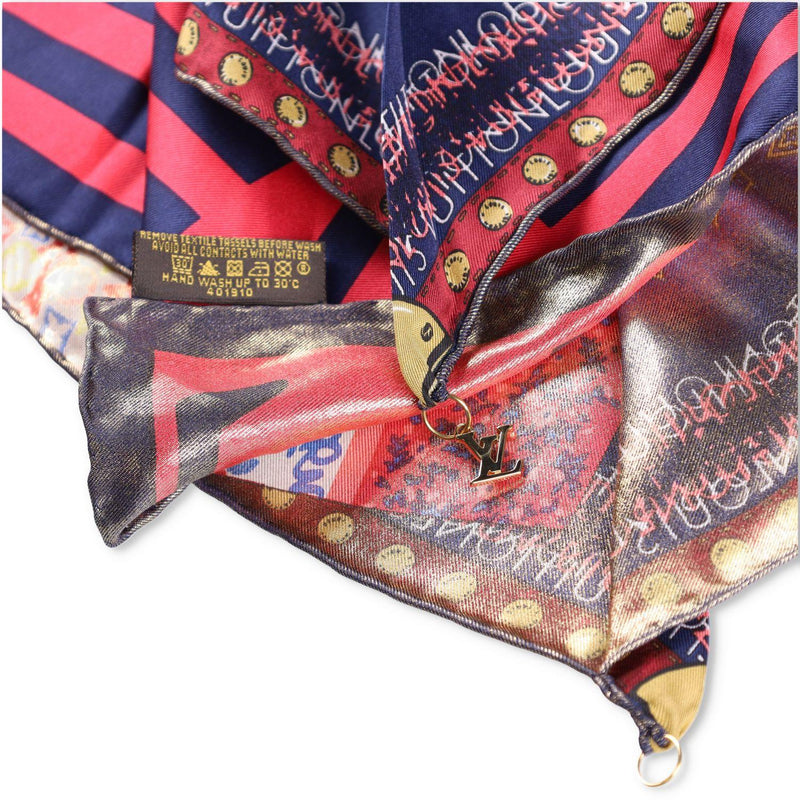 Louis Vuitton Red Printed Tresor Silk Square Scarf