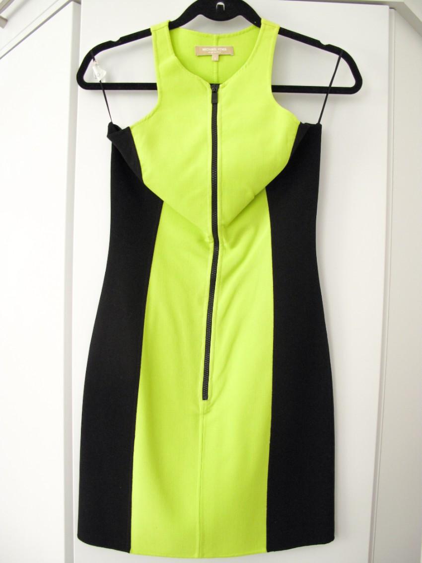 Michael Kors Collection Black & Neon Zip Front Dress